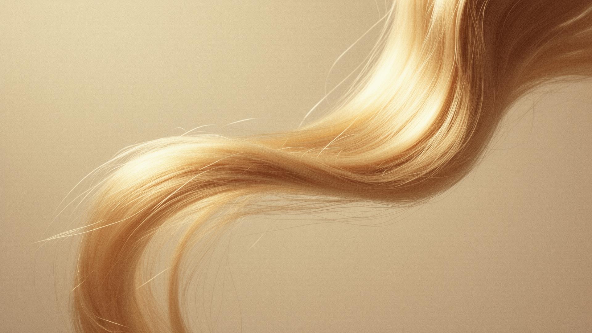 Single strand of healthy hair backlit by Swiss alpine morning light